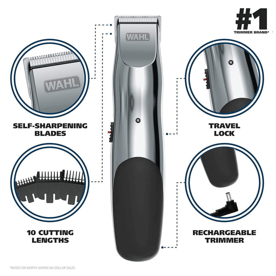 Wahl Rechargeable Beard Trimmer Self-Sharpening Blades Cordless 9916-817 9 Piece Image 8