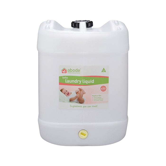 Abode Cleaning Products Abode Laundry Liquid (Front and Top Loader) Baby (Fragrance Free) Drum with Tap 15000ml Image 1