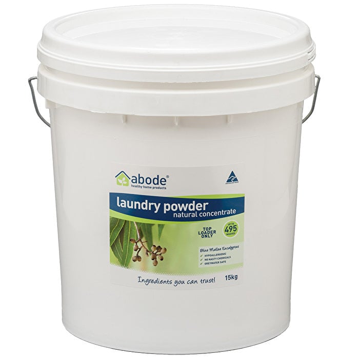 Abode Cleaning Products Abode Laundry Powder (Front and Top Loader) Blue Mallee Eucalyptus Bucket 15kg Image 1