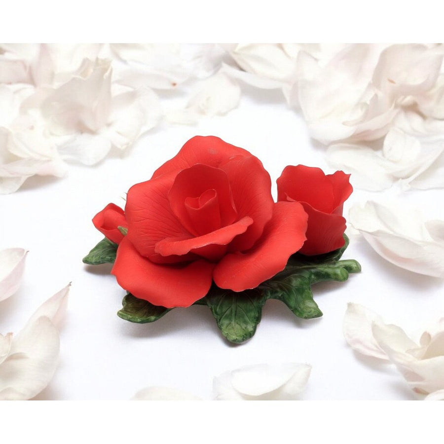 Ceramic Red Rose Candle Holder 5 Inch Romantic  Mom Image 1