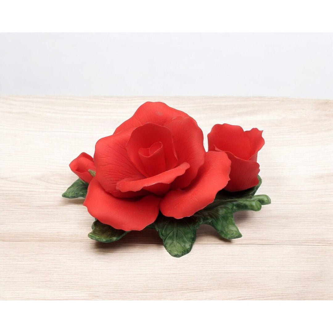 Ceramic Red Rose Candle Holder 5 Inch Romantic  Mom Image 2