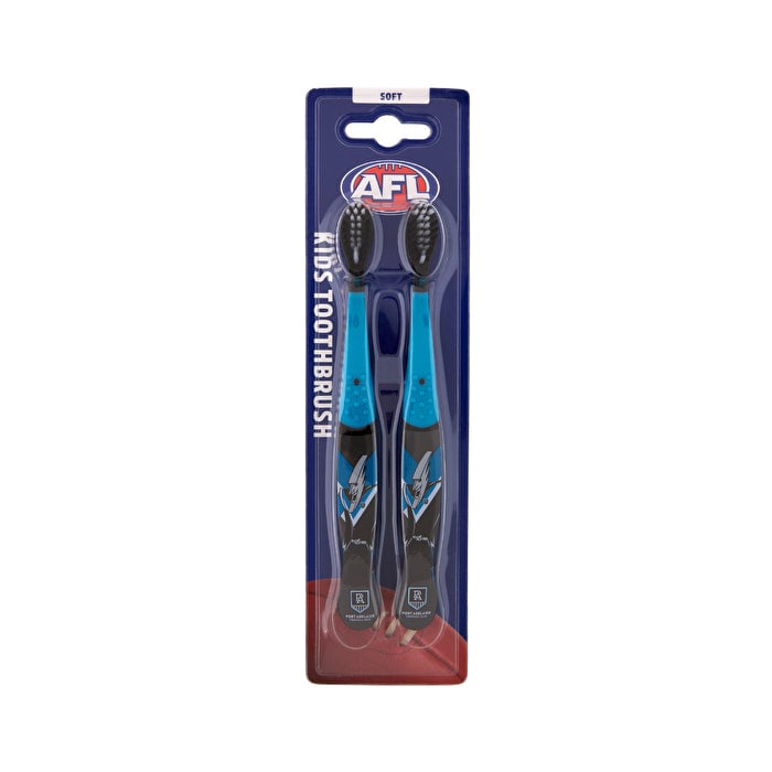 Afl Mascot Kids Toothbrush - Port Adelaide 2 Pack Image 1