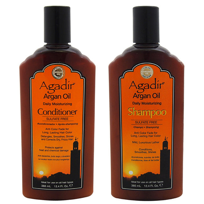 Agadir Argan Oil Daily Moisturizing Shampoo and Conditioner Kit by Agadir for Unisex - 2 Pc Kit 12oz Shampoo 12oz Image 1