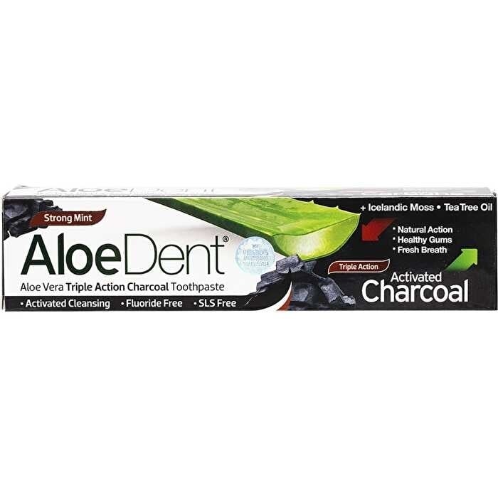 Aloe Dent Toothpaste Fluoride Free Triple Action Charcoal 100ml Image 1