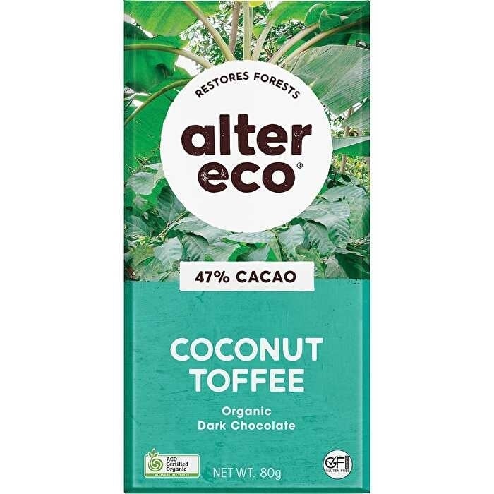 Alter Eco Chocolate Organic Dark Coconut Toffee 12x80g Image 1