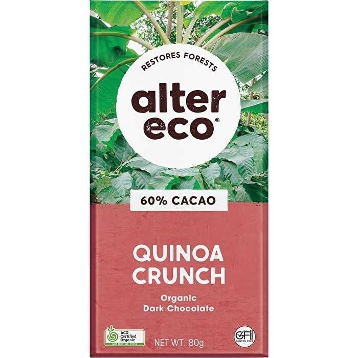 Alter Eco Chocolate Organic Dark Quinoa Crunch 12x80g Image 1