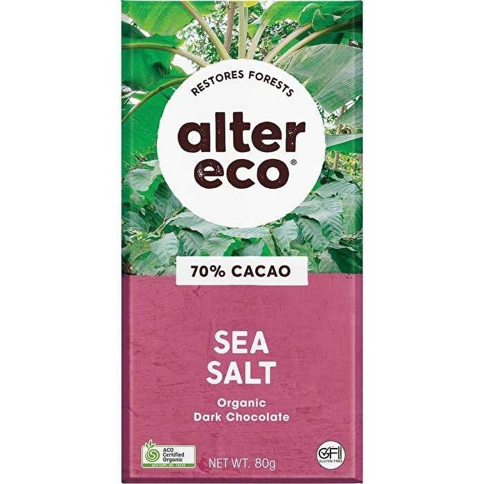 Alter Eco Chocolate Organic Dark Sea Salt 12x80g Image 1