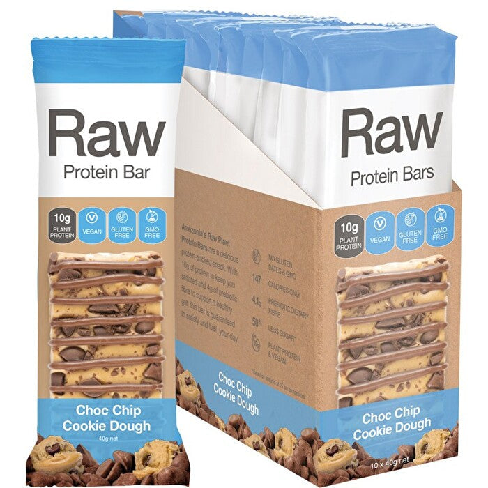 Amazonia Raw Protein Bar Choc Chip Cookie Dough 40g x 10 Display Image 1