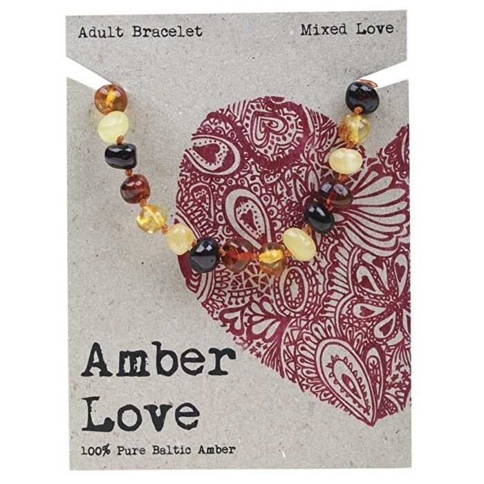 Amber Love Adults Bracelet 100% Baltic Amber Mixed 20cm Image 1