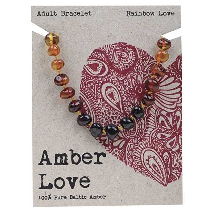 Amber Love Adults Bracelet 100% Baltic Amber Rainbow 20cm Image 1