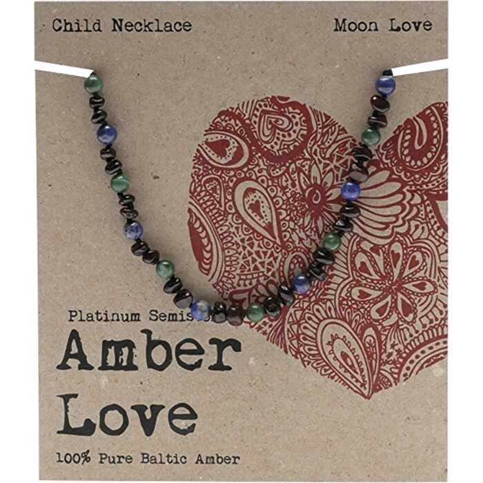 Amber Love Childrens Necklace 100% Baltic Amber Moon 33cm Image 1