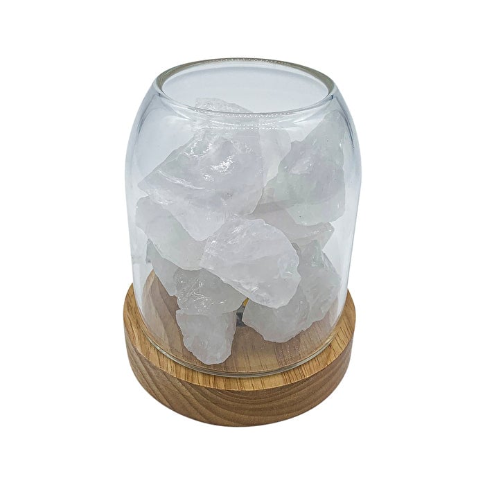 Amrita Court Aurora Crystal Diffuser Wooden Base with Light Clear Quartz Image 1