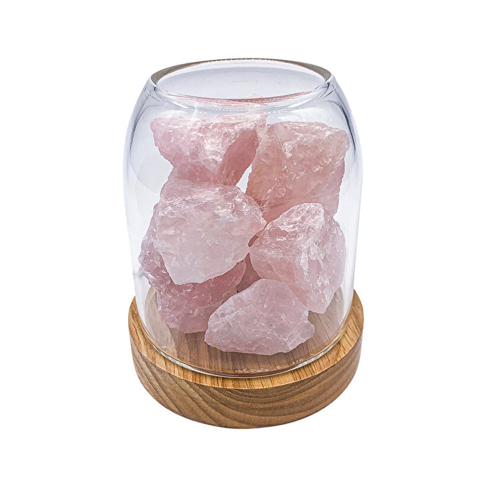 Amrita Court Aurora Crystal Diffuser Wooden Base with Light Rose Quartz Image 1