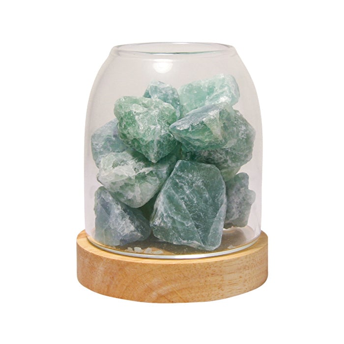 Amrita Court Aurora Crystal Diffuser Wooden Base with Light Green Calcite Image 1