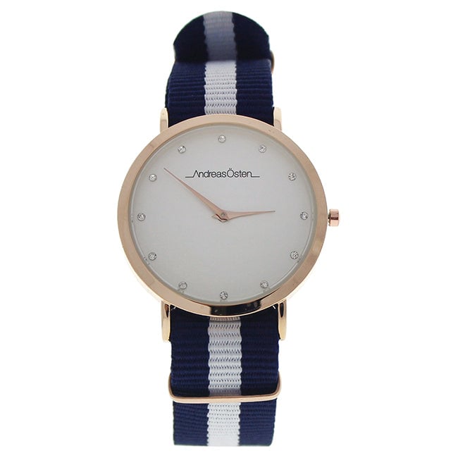 Andreas Osten AO-19 Somand - Rose Gold/Navy Blue-White Nylon Strap Watch by Andreas Osten for Women - 1 Pc Watch Image 1