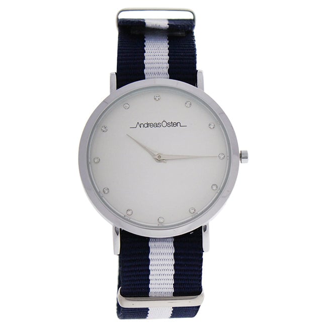 Andreas Osten AO-21 - Silver/Blue and White Nylon Strap Watch by Andreas Osten for Women - 1 Pc Watch Image 1