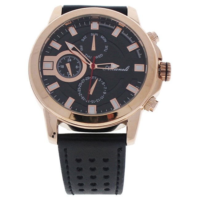 Antoneli AG0064-03 Rose Gold/Black Leather Strap Watch by Antoneli for Men - 1 Pc Watch Image 1