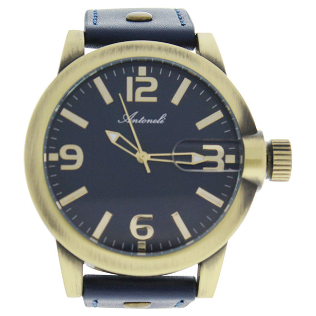 Antoneli AG1901-08 Gold/Blue Leather Strap Watch by Antoneli for Men - 1 Pc Watch Image 1