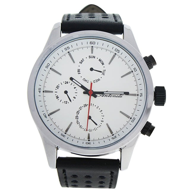 Antoneli AG0308-01 Silver/Black Leather Strap Watch by Antoneli for Men - 1 Pc Watch Image 1