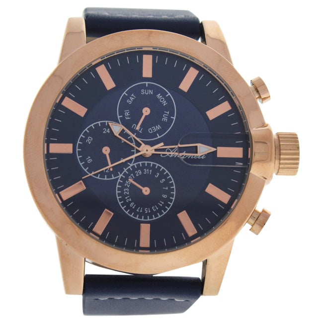 Antoneli AG1901-04 Rose Gold/Blue Leather Strap Watch by Antoneli for Men - 1 Pc Watch Image 1