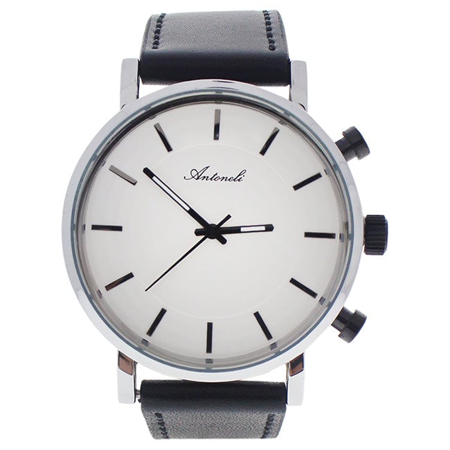 Antoneli AG6182-02 Silver/Black Leather Strap Watch by Antoneli for Unisex - 1 Pc Watch Image 1