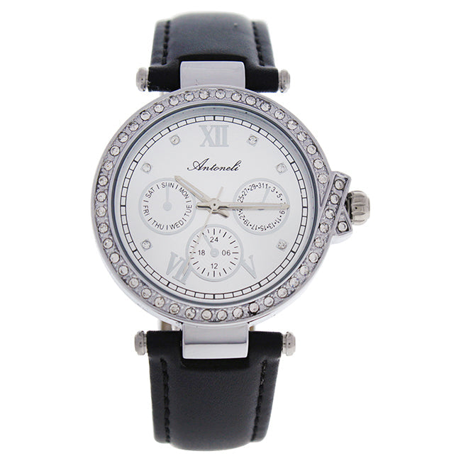 Antoneli AL0519-07 Silver/Black Leather Strap Watch by Antoneli for Women - 1 Pc Watch Image 1