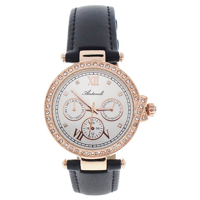 Antoneli AL0519-08 Rose Gold /Black Leather Strap Watch by Antoneli for Women - 1 Pc Watch Image 1