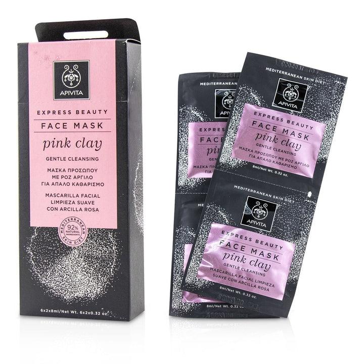 Apivita Express Beauty Face Mask with Pink Clay (Gentle Cleansing) 6x(2x8ml) Image 1