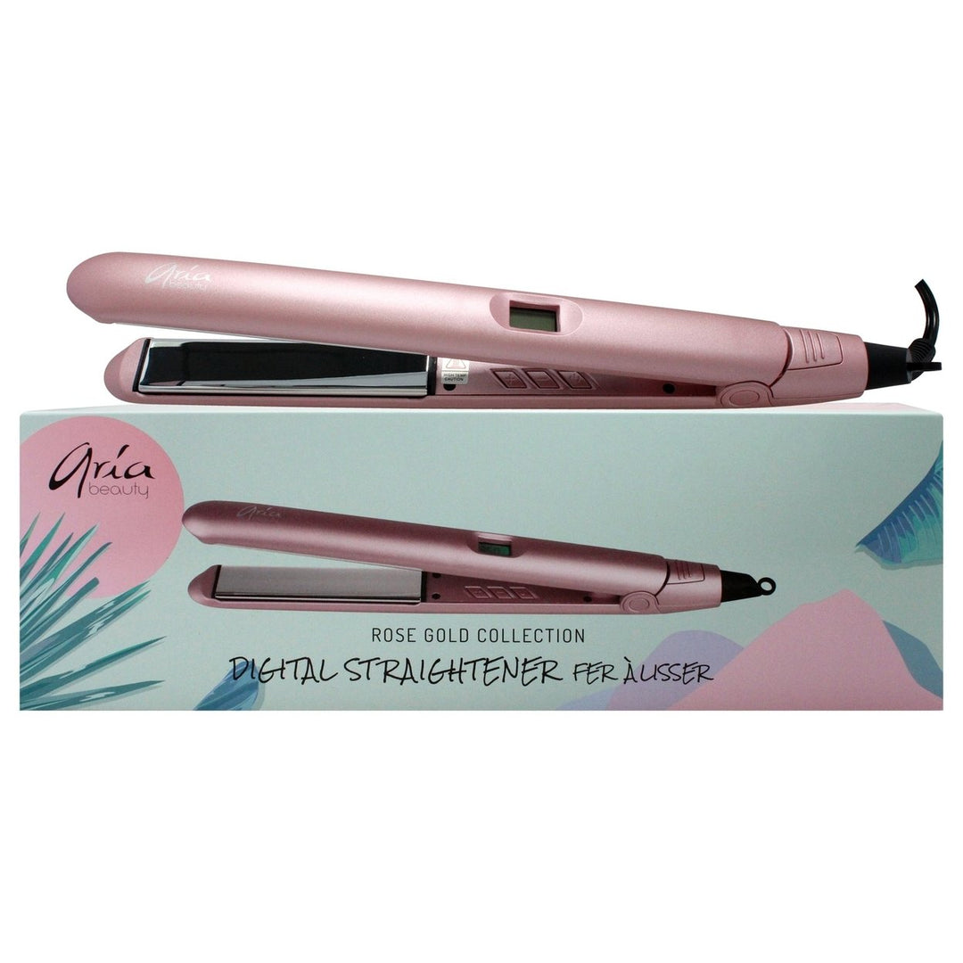 Aria Beauty Digital Hair Straightener - Rose Gold by Aria Beauty for Women - 1 Inch Flat Iron Image 1