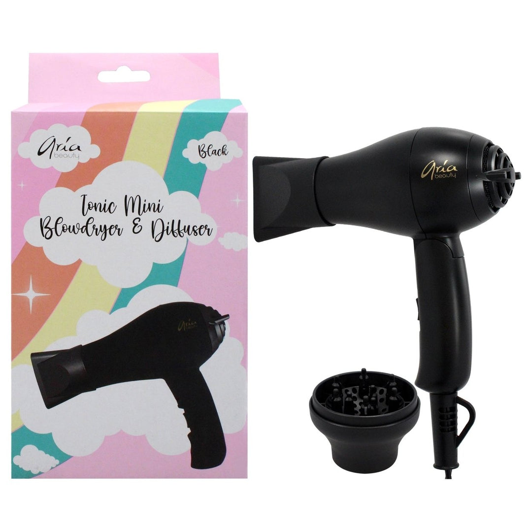 Aria Beauty Tonic Mini Blow Dryer and Diffuser - Black by Aria Beauty for Women - 1 Pc Hair Dryer Image 1