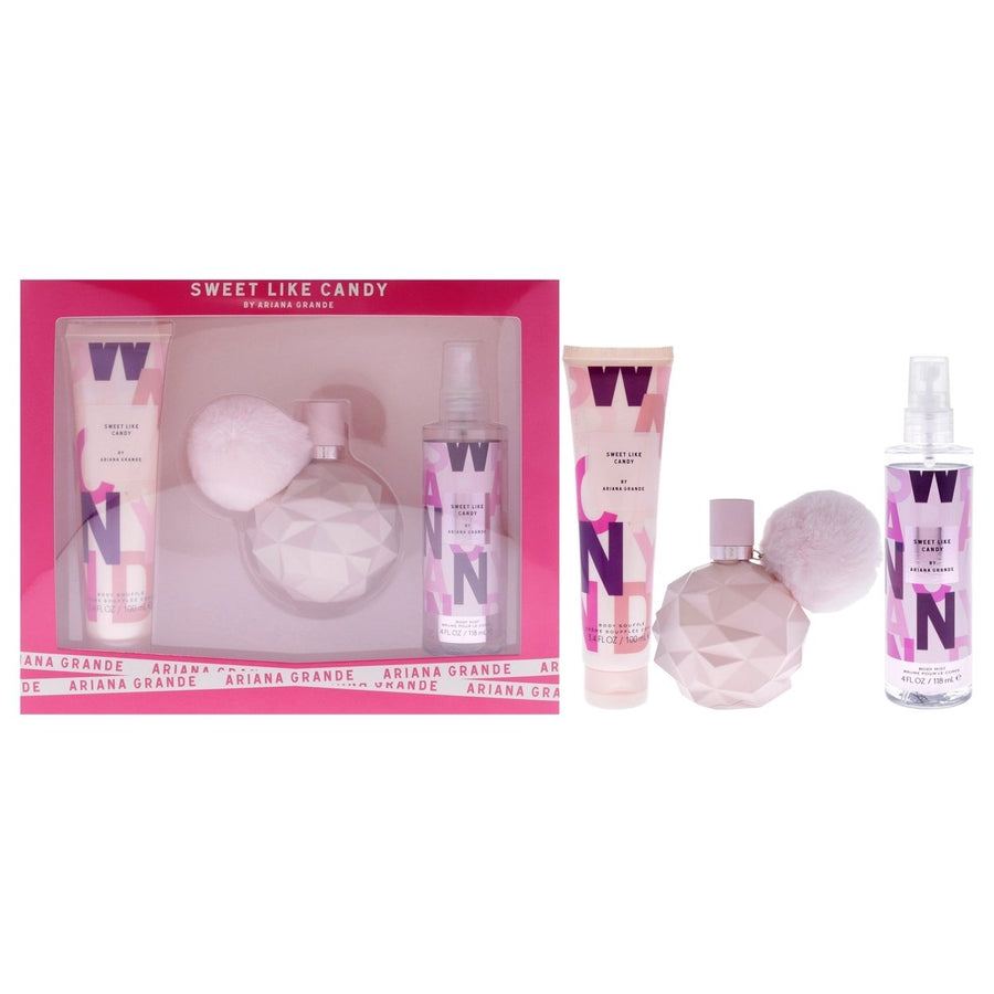 Ariana Grande Sweet Like Candy by Ariana Grande for Women - 3 Pc Gift Set 3.4oz EDP Spray 3.4oz Body Souffle 4oz Body Image 1