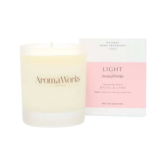 AromaWorks Light Candle Basil and Lime Medium 220g Image 1