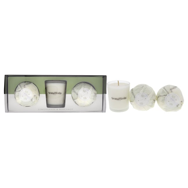 Aromaworks Light Candle Set - Lemongrass and Bergamot by Aromaworks for Unisex - 3 Pc 2.65oz Candle 2 Pc Mini AromaBomb Image 1