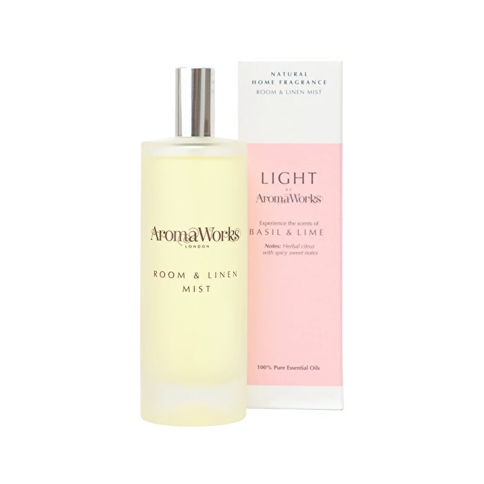 AromaWorks Light Room and Linen Mist Basil and Lime 100ml Image 1