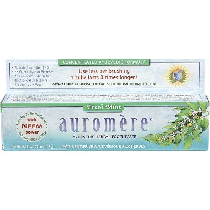 Auromere Toothpaste Ayurvedic Fresh Mint Fluoride Free 6x117g Image 1