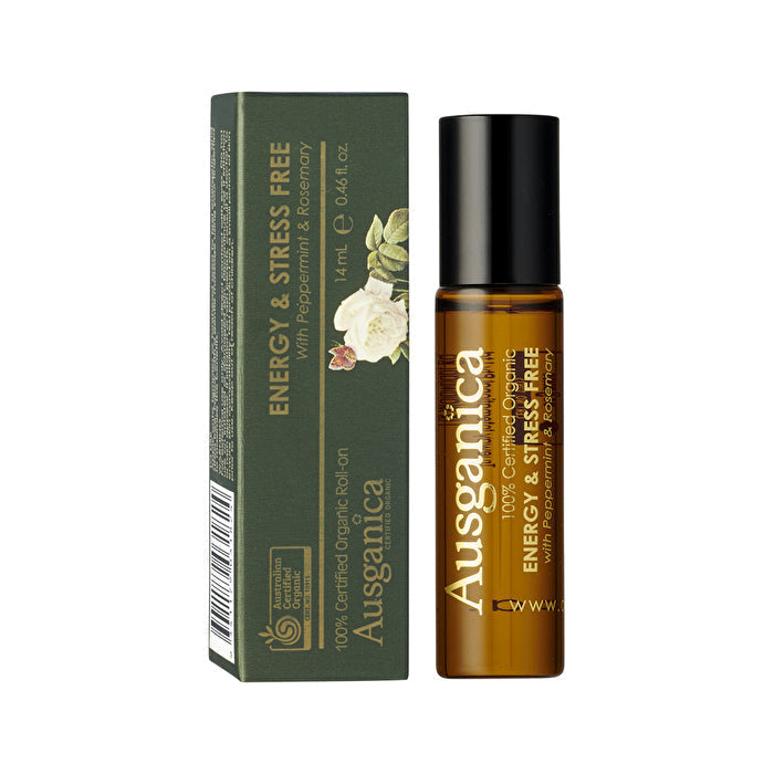 Ausganica 100% Certified Organic Roll-On Energy and Stress Free with Peppermint and Rosemary 14ml Image 1