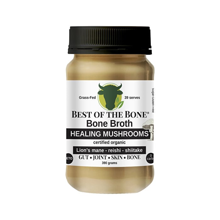 Best Of The Bone Best of the Bone Bone Broth Beef Concentrate Healing Mushrooms Organic Lions Mane Reishi Shiitake 390g Image 1