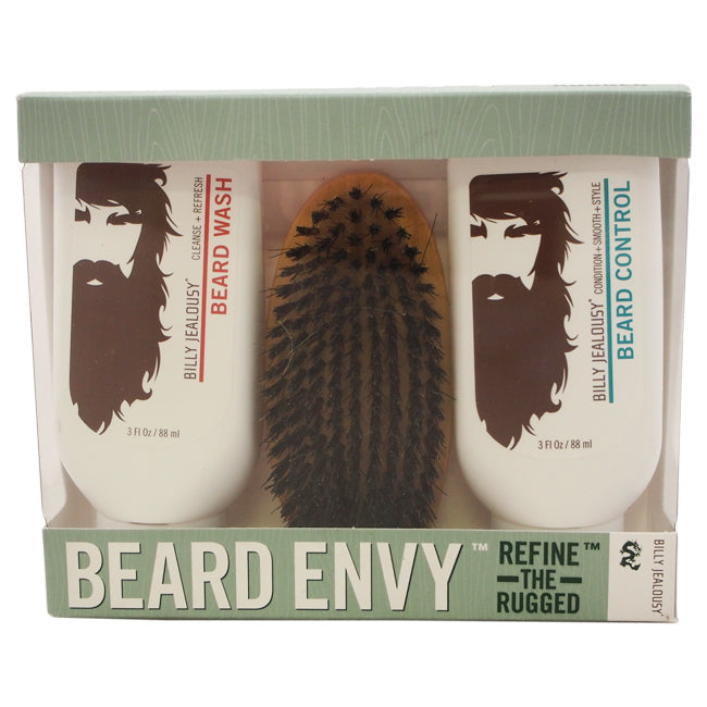 Billy Jealousy Beard Envy Kit by Billy Jealousy for Men - 3 Pc Kit 3oz Beard Wash 3oz Beard Control Brush Image 1