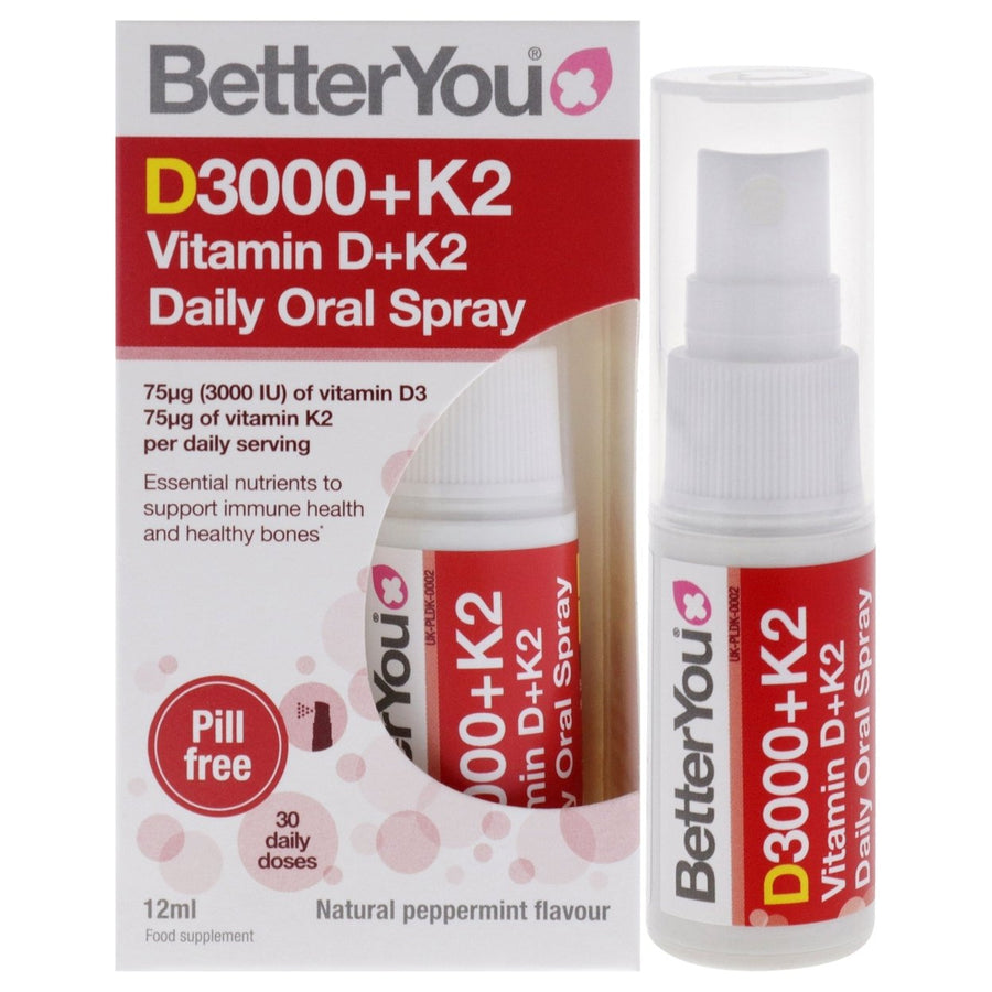 BetterYou D3000 Plus K2 Vitamin D Plus K2 Oral Spray by BetterYou for Unisex - 0.40 oz Spray Image 1