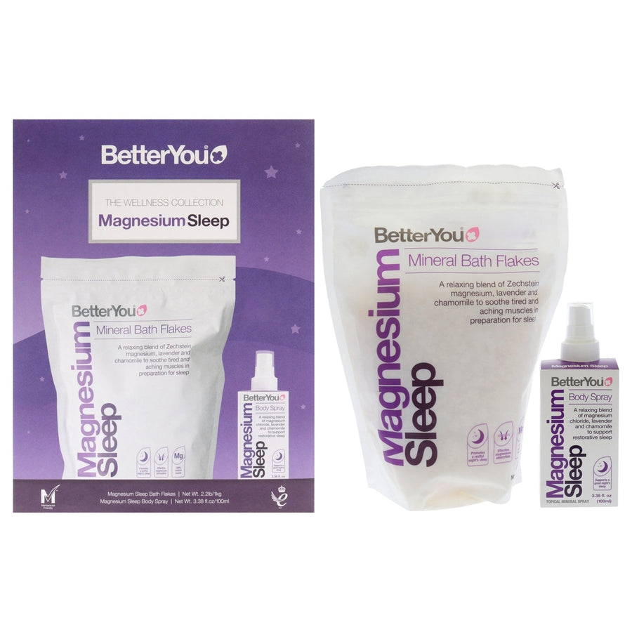 BetterYou The Wellness Collection - Magnesium Sleep by BetterYou for Unisex - 2 Pc 3.38oz Body Spray 35.2oz Bath Salt Image 1