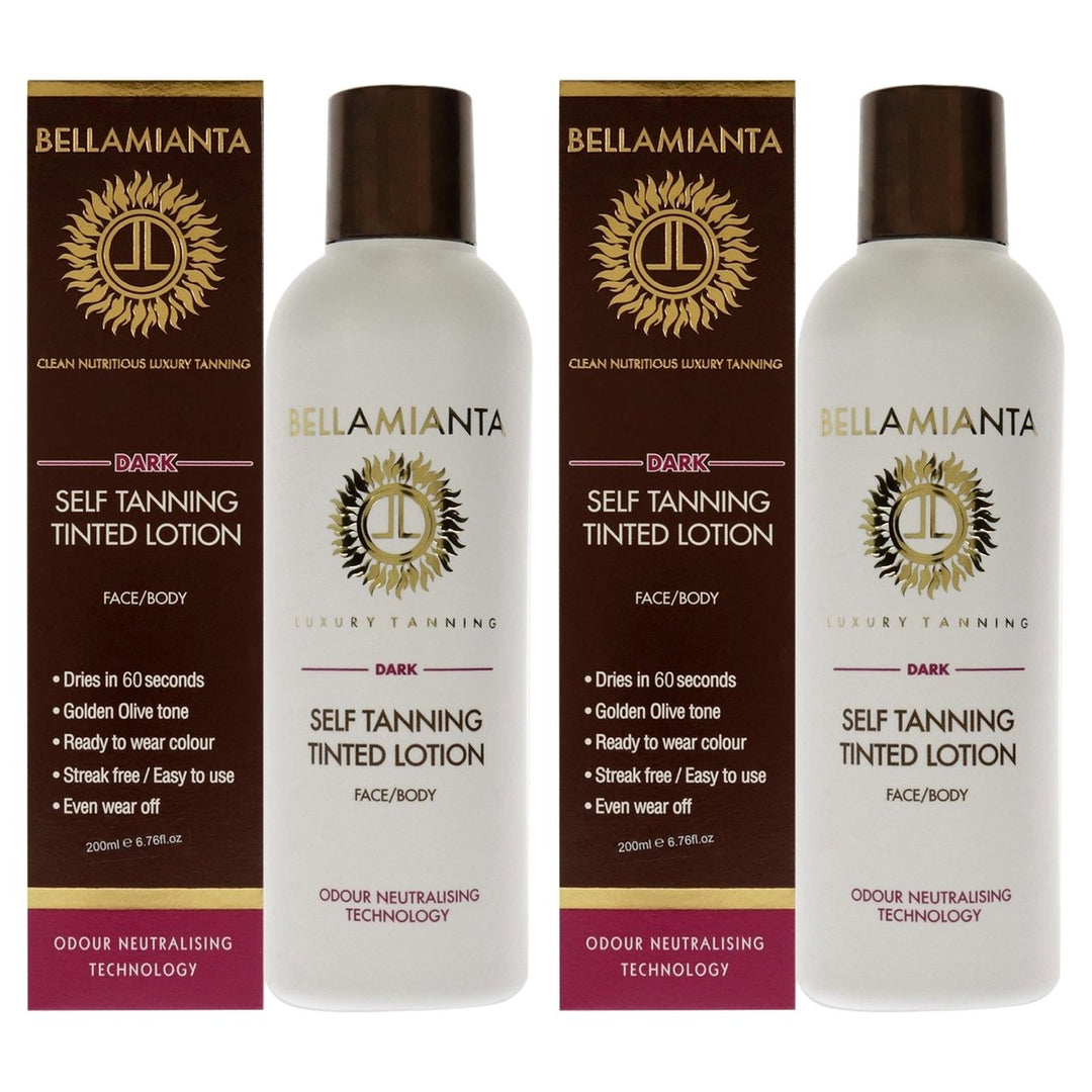 Bellamianta Self-Tanning Tinted Lotion - Dark by Bellamianta for Women - 6.76 oz Bronzer - Pack of 2 Image 1