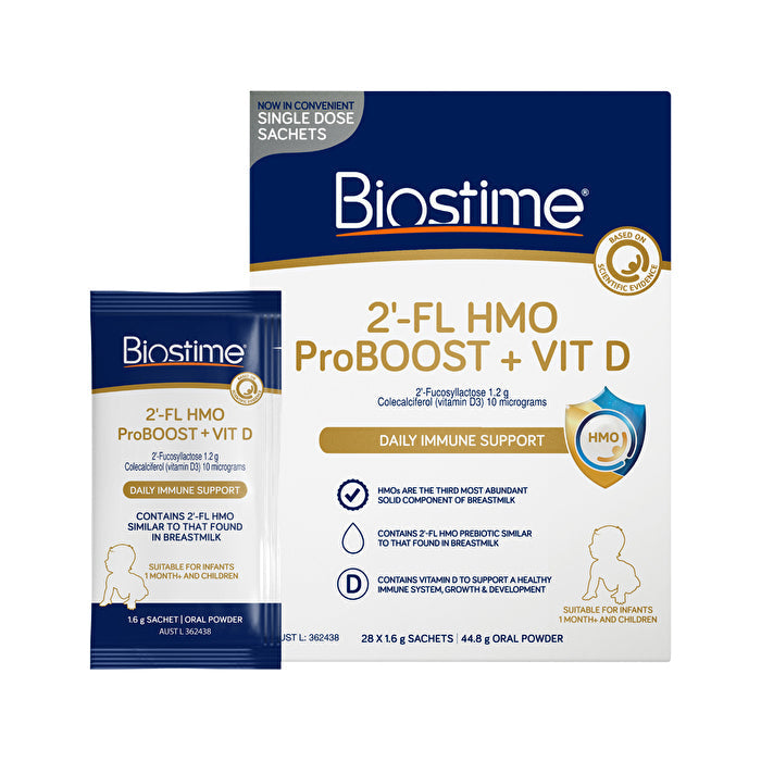 Biostime 2-FL HMO ProBOOST + Vit D Oral Powder Sachets 1.6g x 28 Pack Image 1