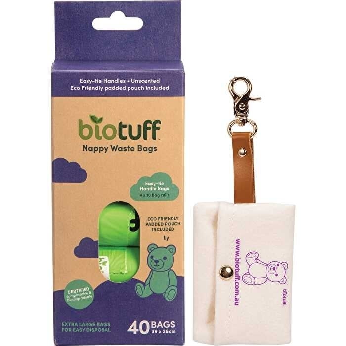 Biotuff Nappy Waste Bags and Dispenser 4 x 10 Bag Rolls 40pk Image 1