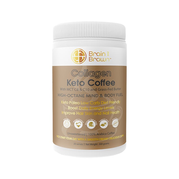 Brain And Brawn Brain and Brawn Collagen Keto Coffee (with MCT C8 and C10 and Grass-Fed Butter) Unsweetened 300g Image 1