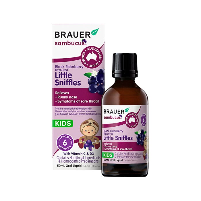 Brauer Sambucus Black Elderberry Kids Little Sniffles Oral Liquid 50ml Image 1