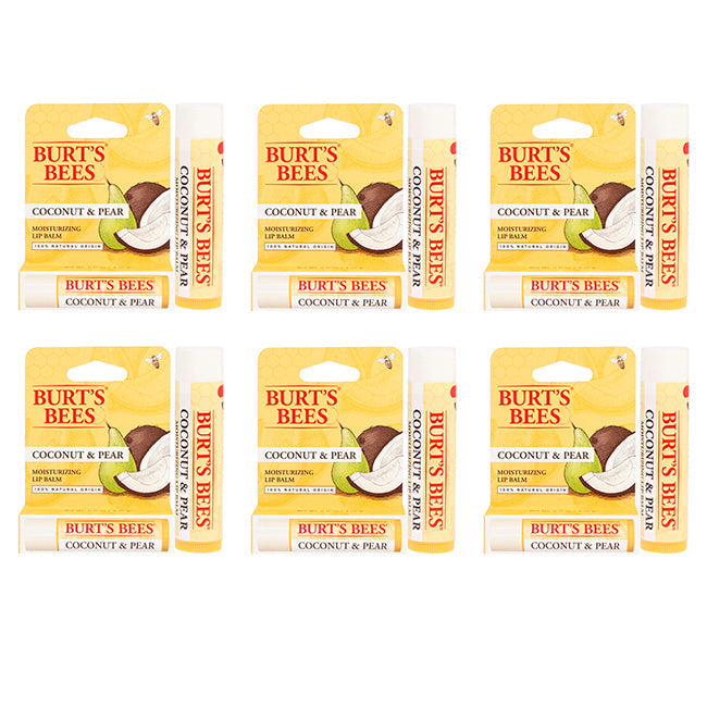 Burts Bees Coconut and Pear Moisturizing Lip Balm Blister by Burts Bees for Unisex - 0.15 oz Lip Balm - Pack of 6 Image 1