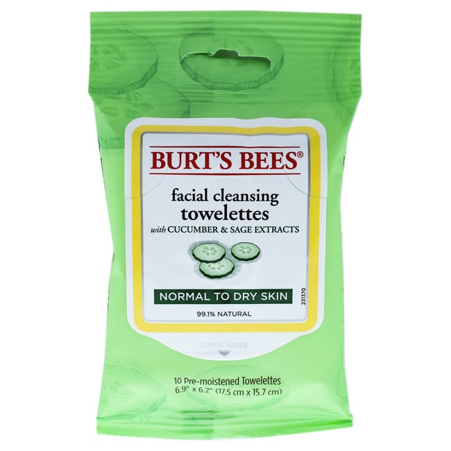 Burts Bees Facial Cleansing Towelettes - Cucumber and Sage by Burts Bees for Unisex - 10 Count Towelettes Image 1