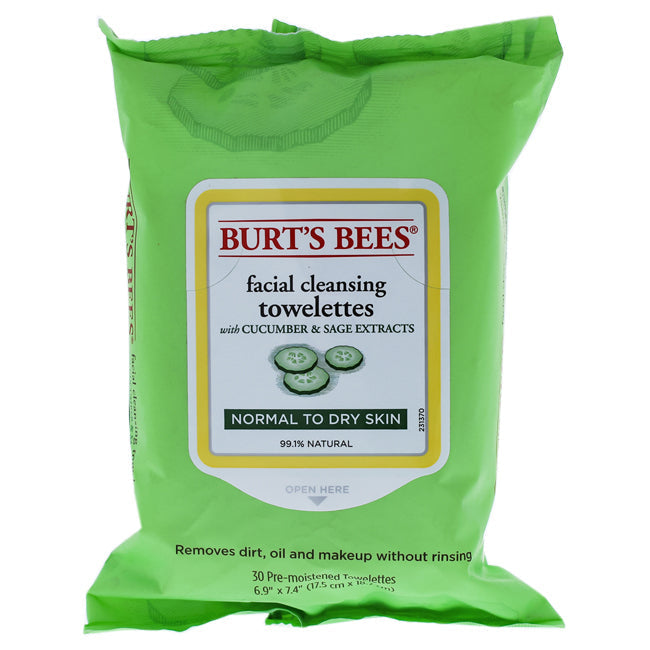 Burts Bees Facial Cleansing Towelettes - Cucumber and Sage by Burts Bees for Unisex - 30 Count Towelettes Image 1