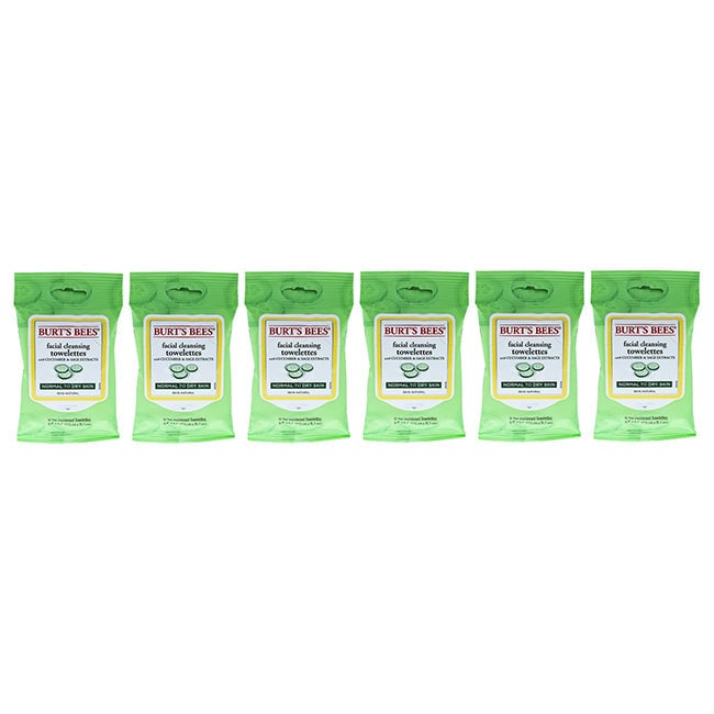 Burts Bees Facial Cleansing Towelettes - Cucumber and Sage by Burts Bees for Unisex - 10 Count Towelettes - Pack of 6 Image 1