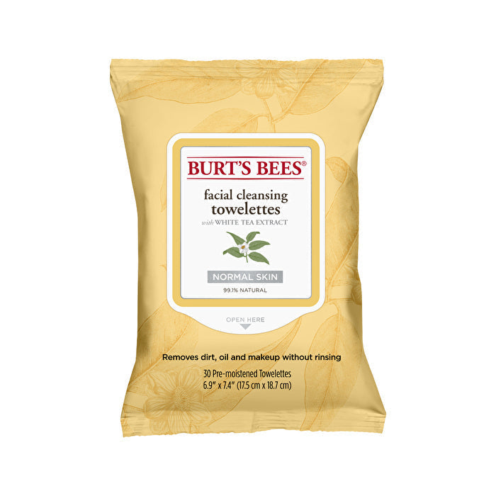 Burts Bees Burts Bees Facial Cleansing Towelettes with White Tea Extract (normal skin) x 30 Pack Image 1